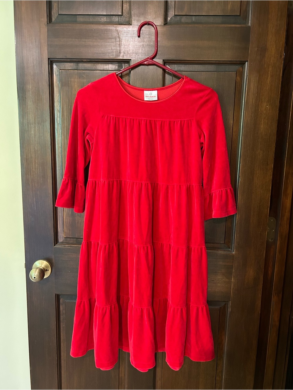 Hanna Andersson Red Tiered Velvet Dress for Girls